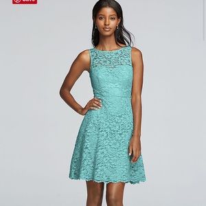 Short Sleeveless All Over Lace Bridesmaid Dress